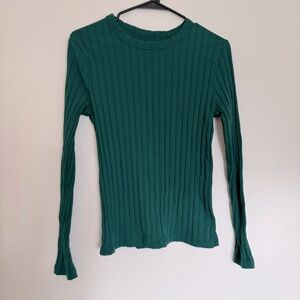 a new day Green Ribbed Long Sleeve Top